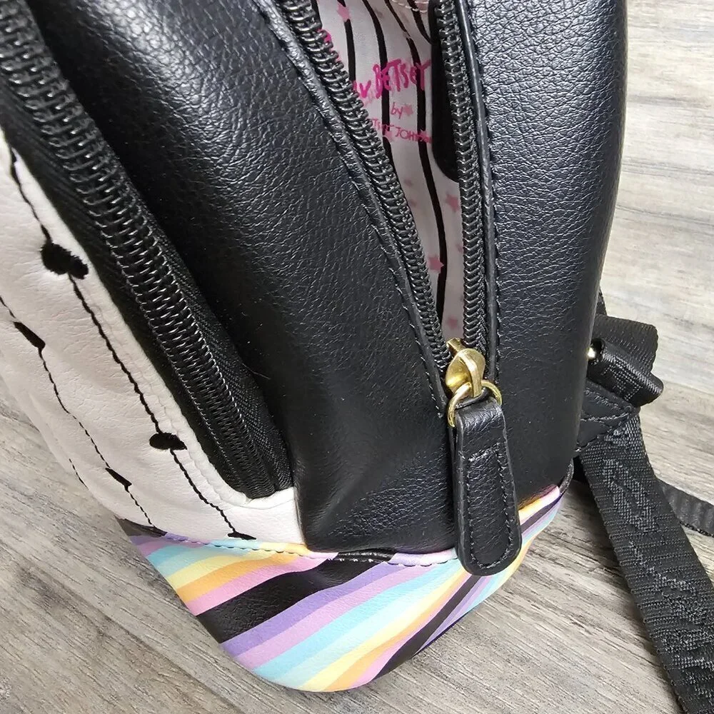 Betsey Johnson Rainbow & Heart Black Backpack